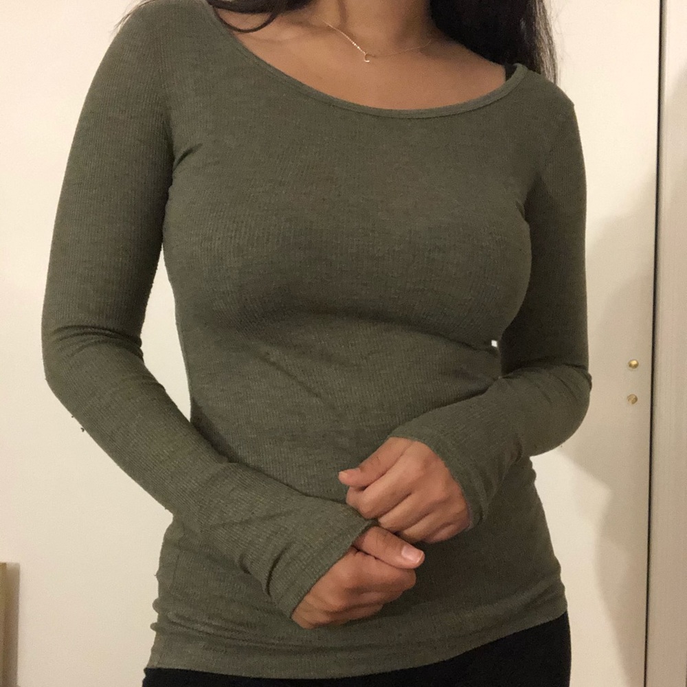Olive Green Long Sleeve Top